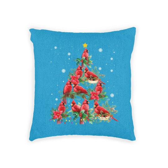 Discover Vintage Christmas Cardinal Birds Snowings Xmas Tree Lights Woven Pillows