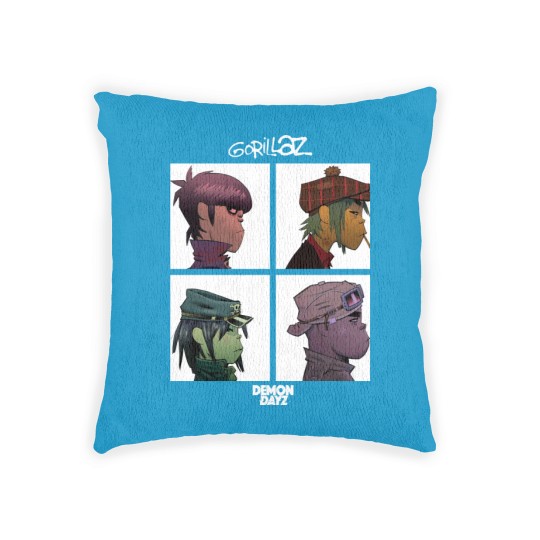 Discover Gorillaz Woven Pillows Mens Demon Days Band Logo Woven Pillows Short Sleeve Black