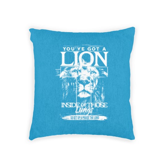 Discover Christian  Woven Pillows - You've Got A Lion Inside Of Those Lungs White Woven Pillows