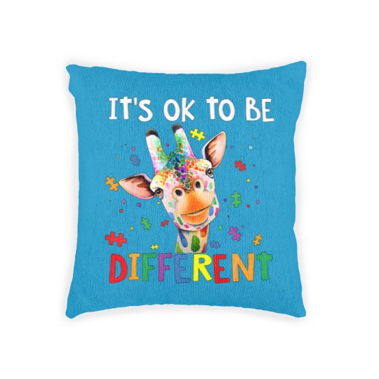Discover Autism Awareness Cute Giraffe Animal It's Ok To Be Woven Pillows