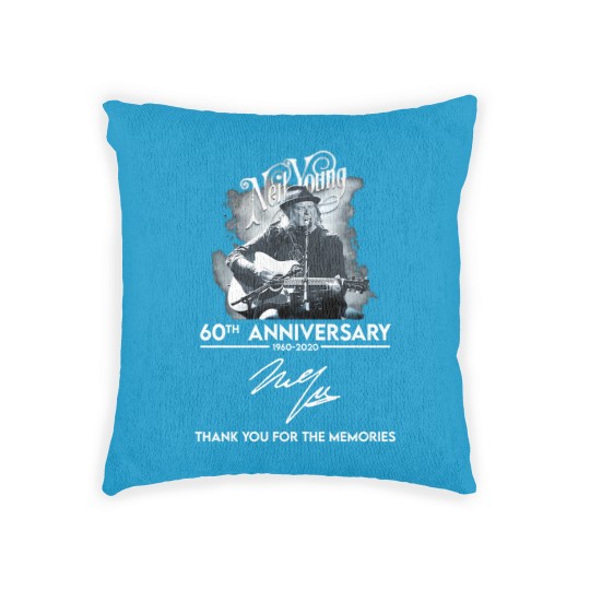 Discover Neil Young 60th anniversary signature thank you fo Woven Pillows