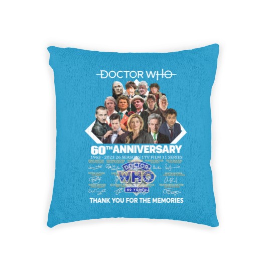 Discover Doctor Who 60th Anniversary 1963-2023 Thank You For The Memorie1 Signature Woven Pillows