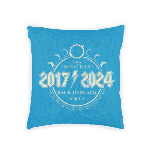 Discover Total Solar Eclipse 2017/2024 Back To Black USA Spring Tour Woven Pillows