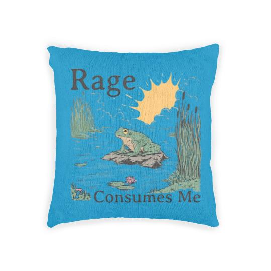 Discover Rage Consumes Me Woven Pillows, Frog Pond Woven Pillows, Meme Frog Woven Pillows, Vintage Style Unisex Woven Pillows