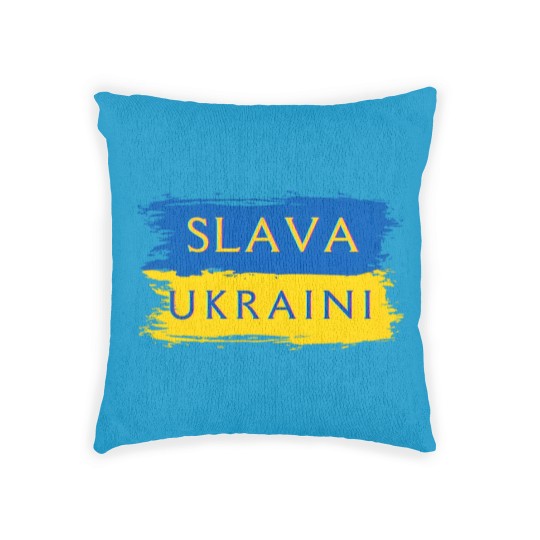 Discover Slava Ukraini Ukraine Flag Woven Pillows