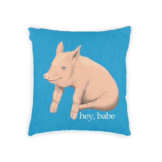 Discover Hey Babe Cute Pig Pun Woven Pillows