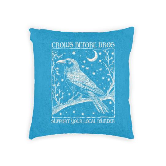 Discover Crows Before Bros Woven Pillows, Funny Halloween Woven Pillows, Punny Crow Woven Pillows