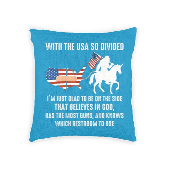 Discover with the usa so divided i'm just glad to be on the side Woven Pillows
