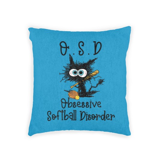 Discover Funny Black Cat Softball - O.S.D Obsessive Softbal Woven Pillows