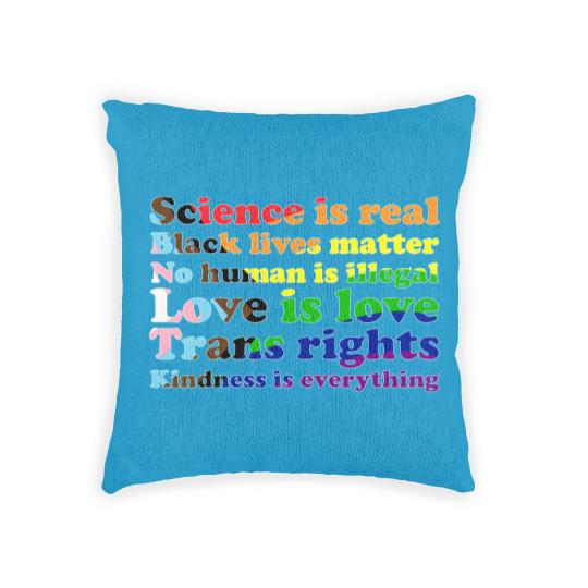 Discover Progress Pride Flag Science is real Black lives matter Love is love Woven Pillows
