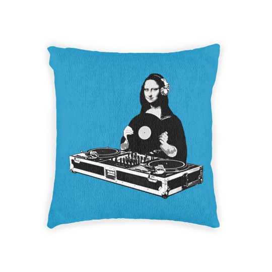 Discover Funny DJ Monalisa Woven Pillows
