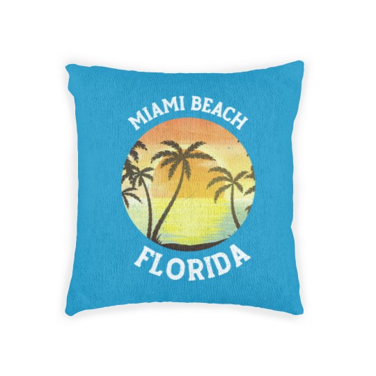 Discover Vintage Miami Beach Florida Retro 70s 80s Travel Woven Pillows