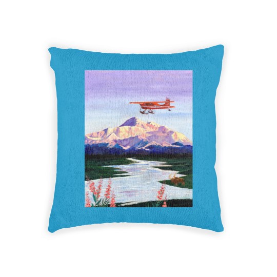 Discover Denali Mountain Painting, K2 Aviation, Living Room Painting, Alaska Mountain, Gift for Pilot, Scott Woven Pillows