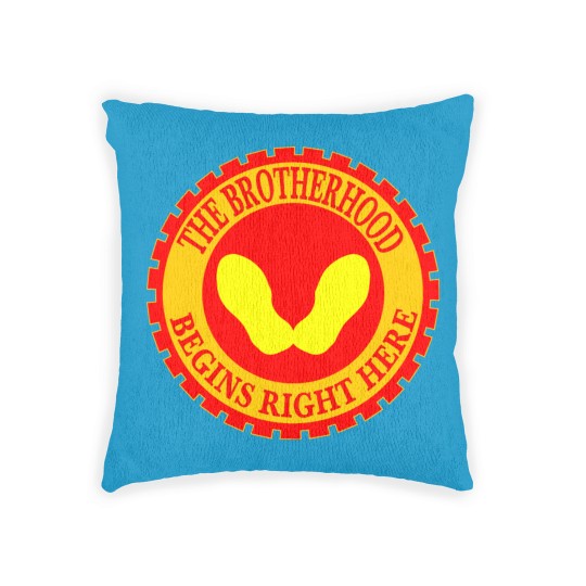 Discover The Brotherhood Begins Right Here Yellow Footprint Woven Pillows