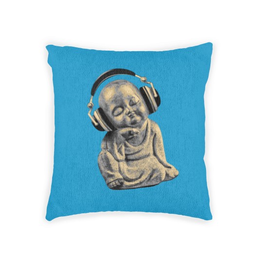 Discover Buddha Headphones Woven Pillows Buddhist Monk DJ Woven Pillows