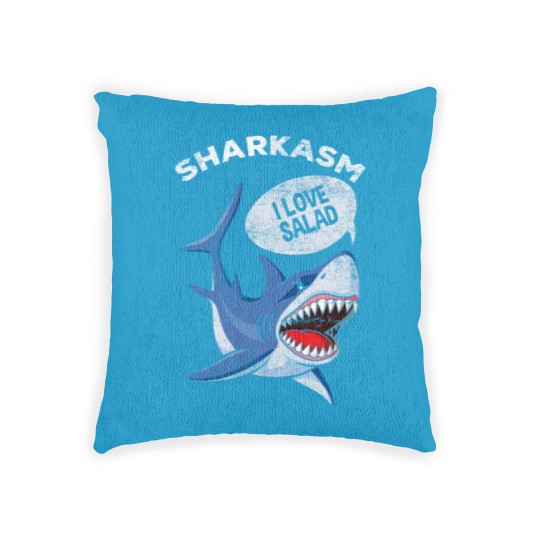 Discover Sarcastic Shark Humor Meat Lover Marine Biology Woven Pillows