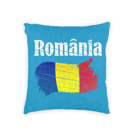 Discover Romania Romanian Flag Vintage Graphic Romania Love Woven Pillows