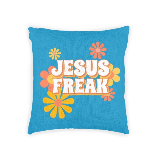 Discover Retro Jesus freak hippie flowers-vintage Jesus Woven Pillows