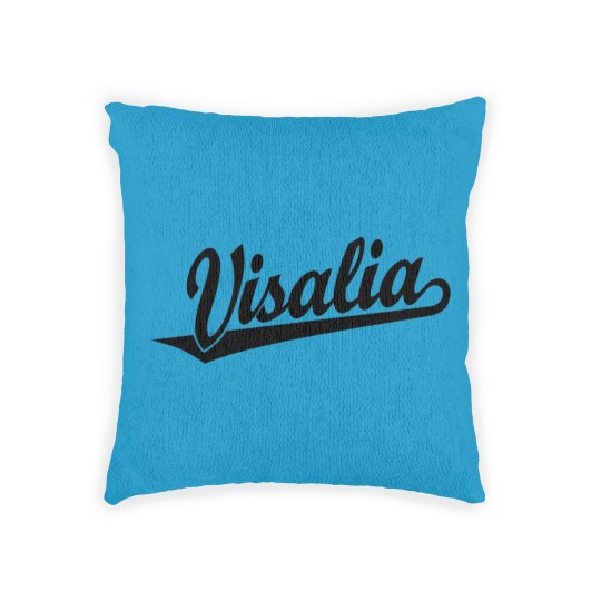 Discover Visalia script logo in black Woven Pillows