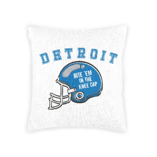 Discover Detroit Michigan Michigander Sunday Lion Kneecap Bite Fans Woven Pillows