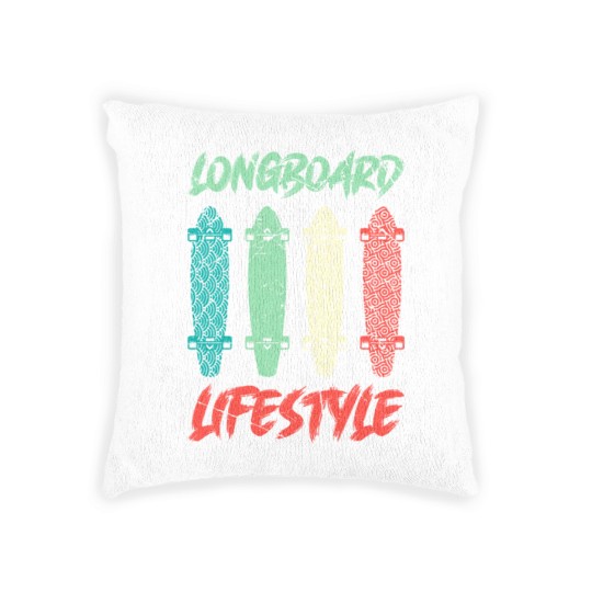 Discover Longboard Lifestyle Skateboarder Saying Gift Woven Pillows