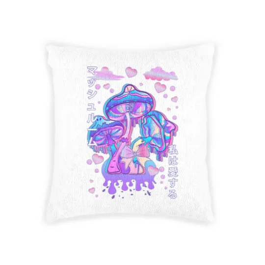 Discover Pastel Goth Mushroom Japan Kanji Woven Pillows