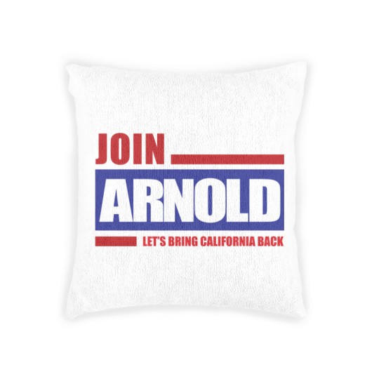 Discover Arnold Schzenegger 2003 Campaign Logo Woven Pillows