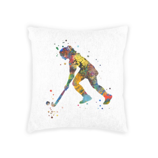 Discover Field hockey girl Woven Pillows