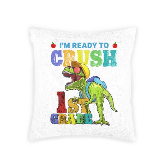 Discover I'm Ready To Crush 1St Grade Dinosaur Back To Scho Woven Pillows