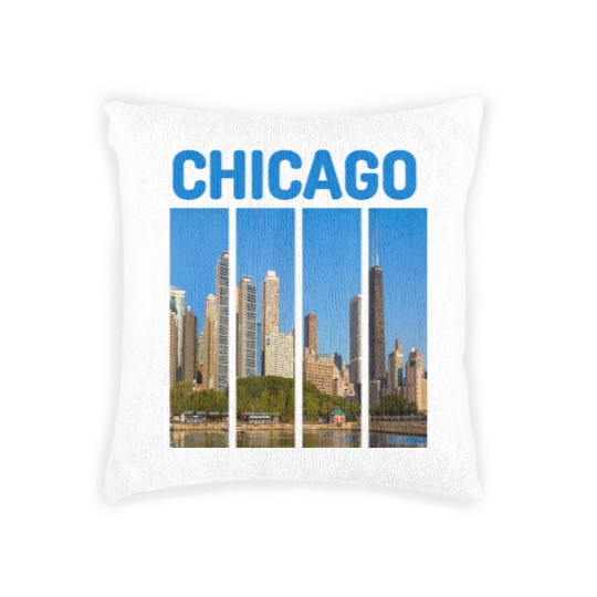 Discover Downtown Chicago Skyline Souvenirs State Illinois Woven Pillows Woven Pillows