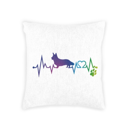 Discover Cardigan Welsh Corgi T-ShirtCardigan Welsh corgi Colorful Heartbeat, Heart & Dog Paw Woven Pillows Woven Pillows