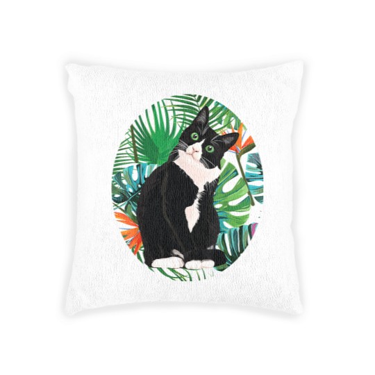 Discover Tuxedo Cat Tropical Gift Animal Lovers Woven Pillows