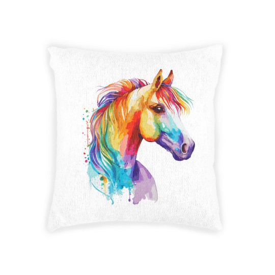 Discover Watercolor Horse Pony Colorful Pet Ponys Lover Woven Pillows
