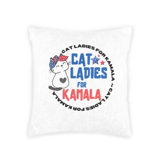 Discover Cat Lady For Kamala Woven Pillows, Childless Cat Ladies, Kamala Harris 2024 Woven Pillows