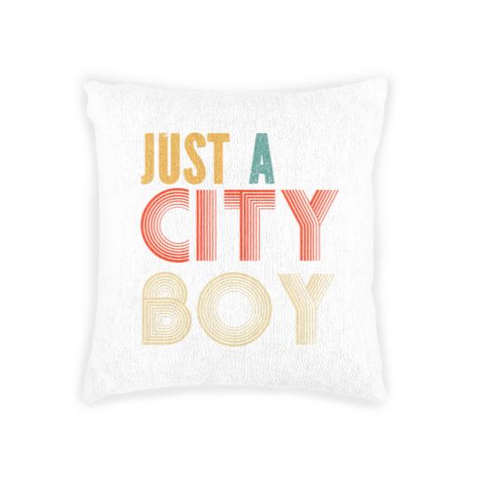 Discover retro just a city boy journey t Woven Pillows