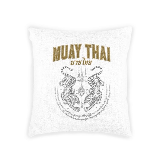Discover twin tiger sak yant muay thai Woven Pillows