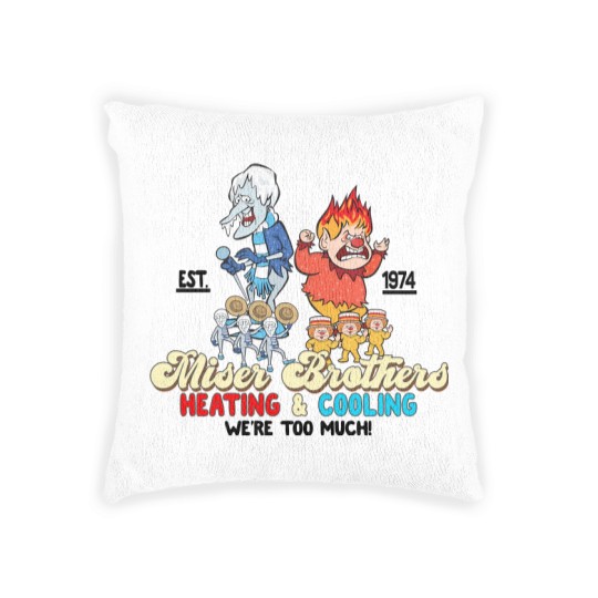 Discover Vintage Heat and Snow Misers 2023 Ugly Christmas Woven Pillows