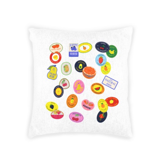 Discover Comfort Colors Fruit Sticker Woven Pillows, Summer Graphic Woven Pillows