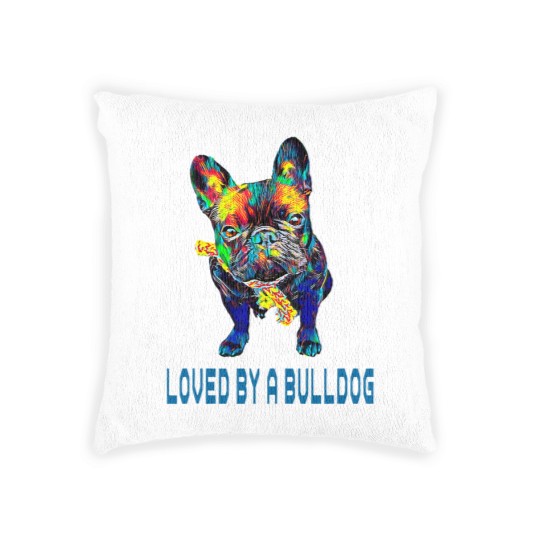 Discover French Bulldog Pet Mens Loved by a bulldog French Bulldog Funny Sayings Woven Pillows