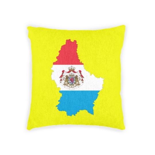 Discover Luxembourg Map Flag With Stroke And Coat Of Arms Woven Pillows