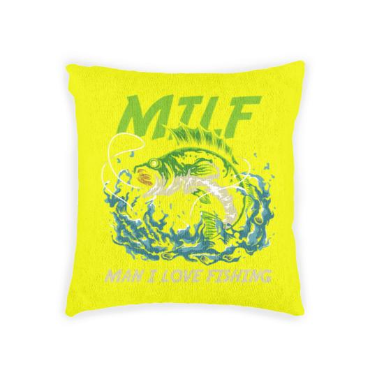 Discover Fishing Man I Love Fishing Attractive Woman MILFS Fisher Woven Pillows