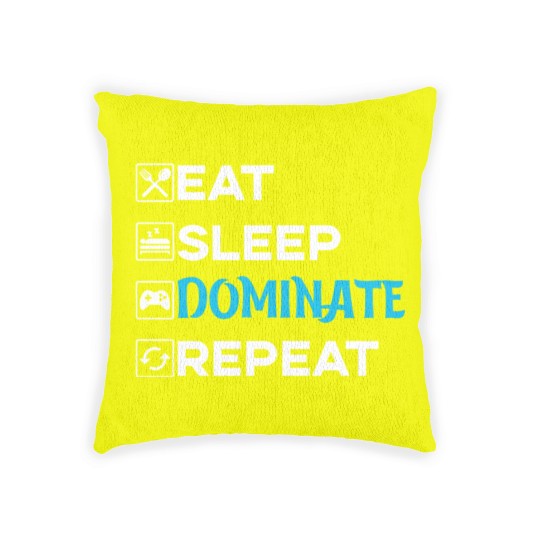 Discover eat sleep dominant repeat Woven Pillows