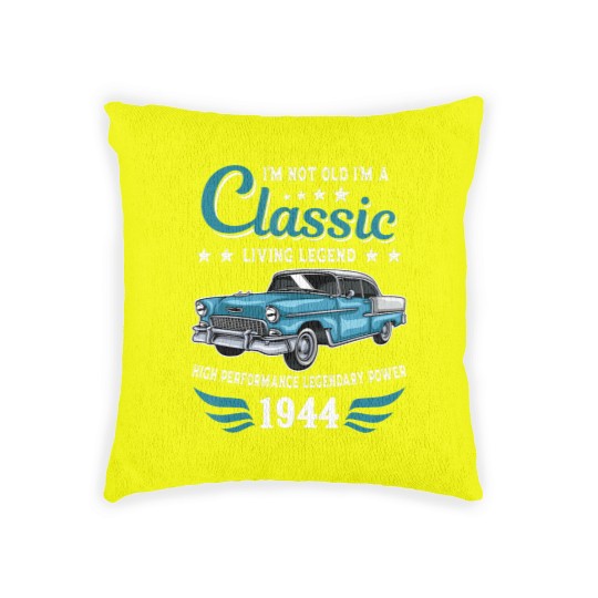 Discover vintage 1944 birthday car for legends born in 1944 Woven Pillows