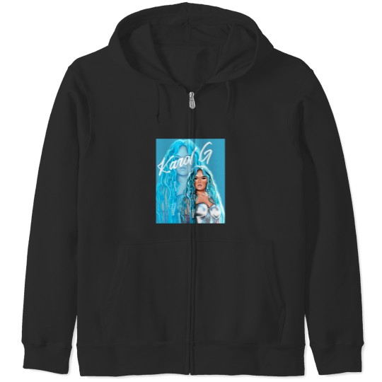 Discover Rectangle Karol  with Blue Hair Illustration Zip Hoodies