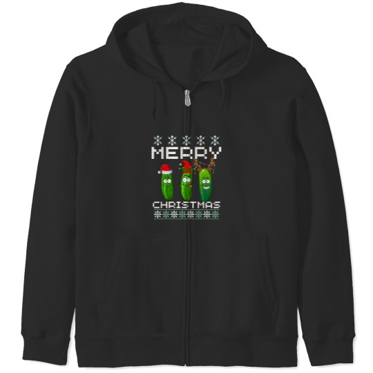 Discover Pickle Lover Xmas Lighting Santa Ugly Pickle Zip Hoodies