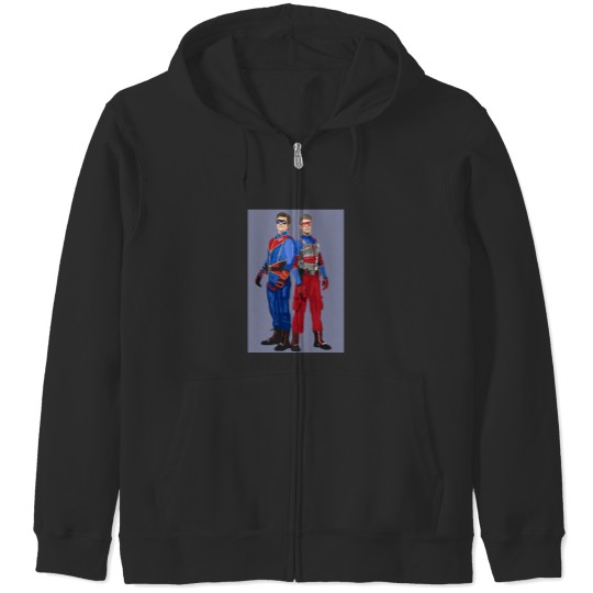 Discover Captain Man and Kid Danger Zip Hoodies