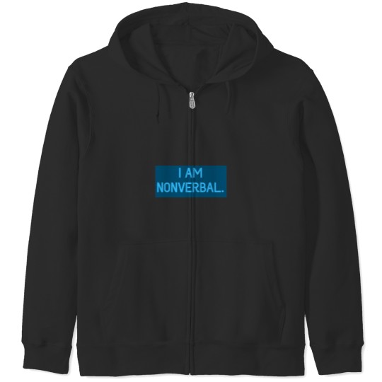 Discover I AM NONVERBAL. Blue Zip Hoodies