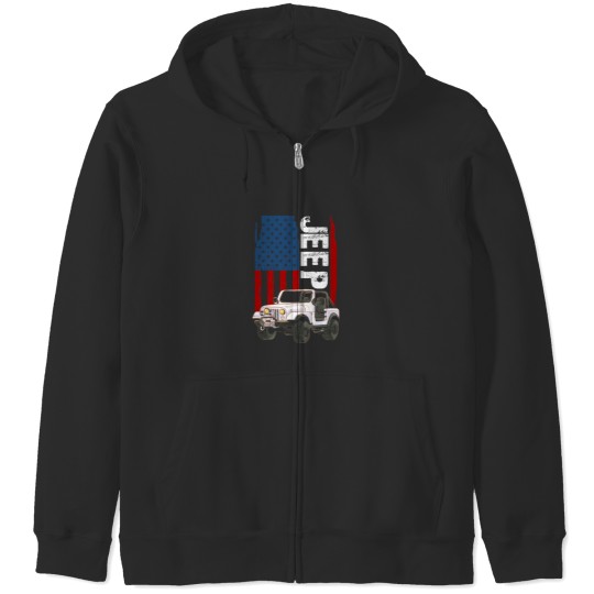 Discover -Jeep-American Flag-Jeep- Zip Hoodies