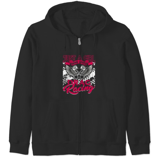 Discover Just a Girl who Loves Drag Racing Women Drag Race Gift Zip Hoodies