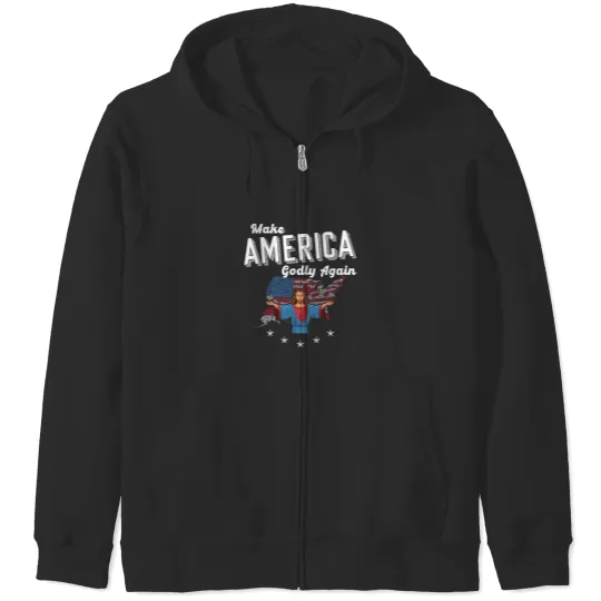 Discover make americaa Godly Again - Patriotic Zip Hoodies